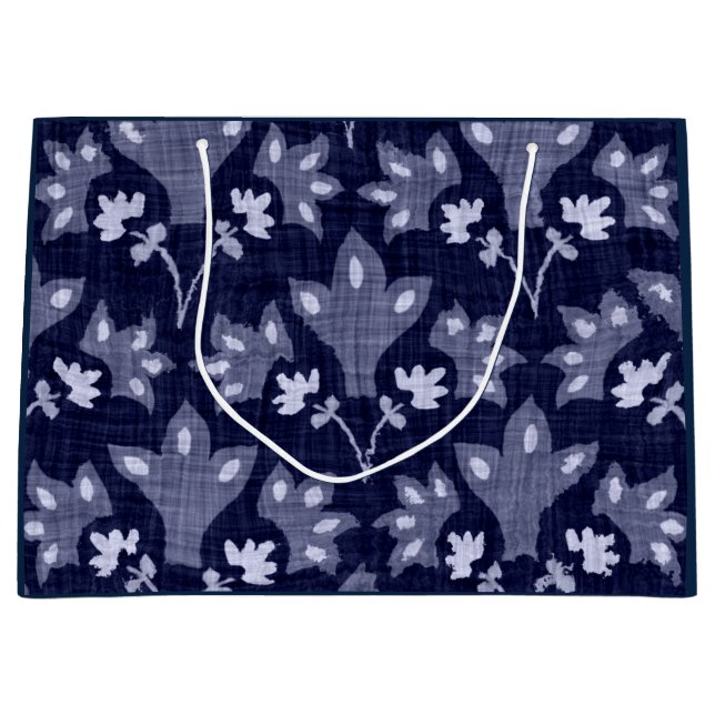 GIFT BAG JAPANESE ABSTRACT FLORAL PATTERN IN BLUE (Front)