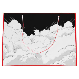 GIFT BAG JAPANESE CLOUDS BLACK AND RED