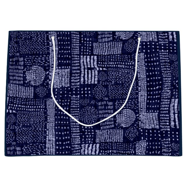 GIFT BAG JAPANESE GEOMETRIC PATTERN IN DARK BLUE (Front)