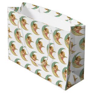 GIFT BAG - LARGE GLOSSY CHERUB AND MOON