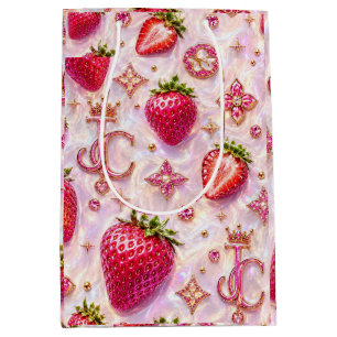 Gift Bag-Luxe Crown Jewelled Strawberry Medium Gift Bag