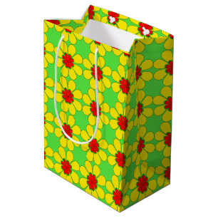 Gift Bag - Stylized Daisies on Green