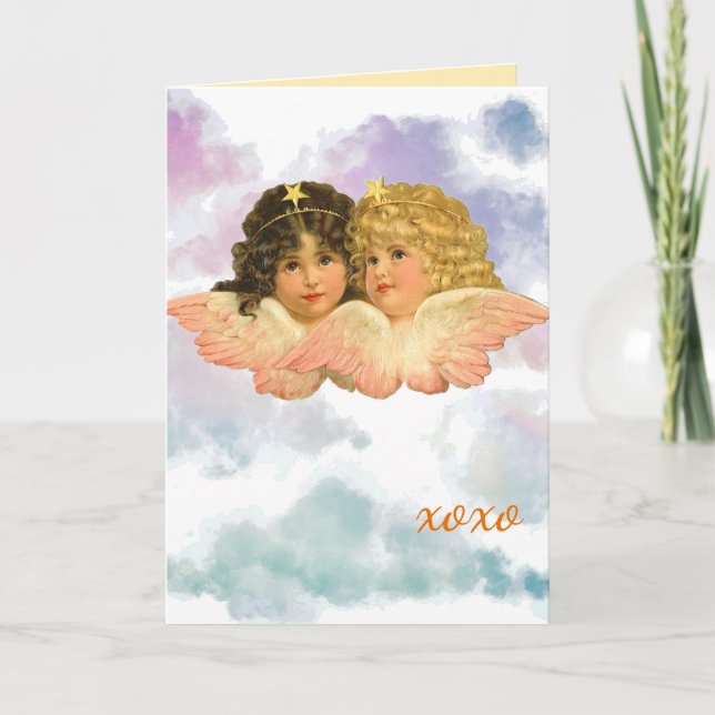 GIFT BAG TWIN ANGELS IN PASTELS  CARD (Front)