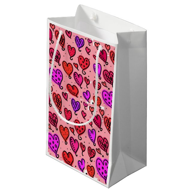 Gift Bag Valentine's Hearts (Front Angled)