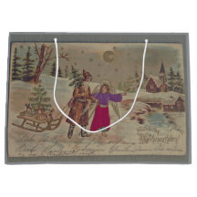 Gift Bag VINTAGE CHRISTMAS SCENE