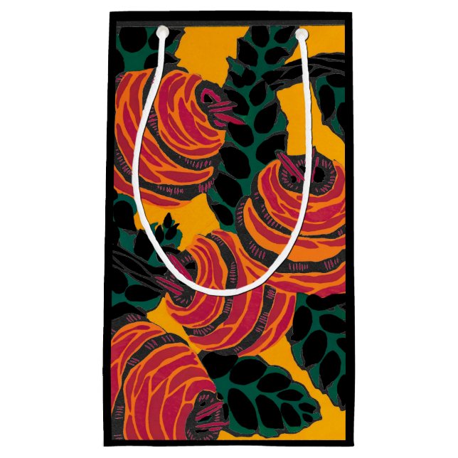 GIFT BAG WITH ANTIQUE CHINESE PATTERN IN YELLOW (Front)