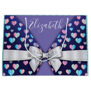 Gift Bag with Bow and Heart Speckles