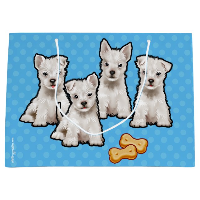 Gift bag with cute puppies polka dot design (Front)