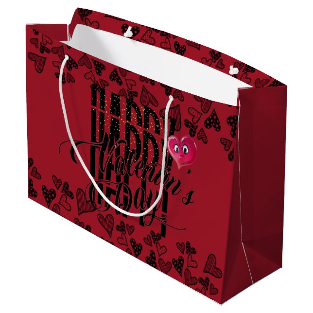 Gift bag with happy san Valentin and heart (Back Angled)