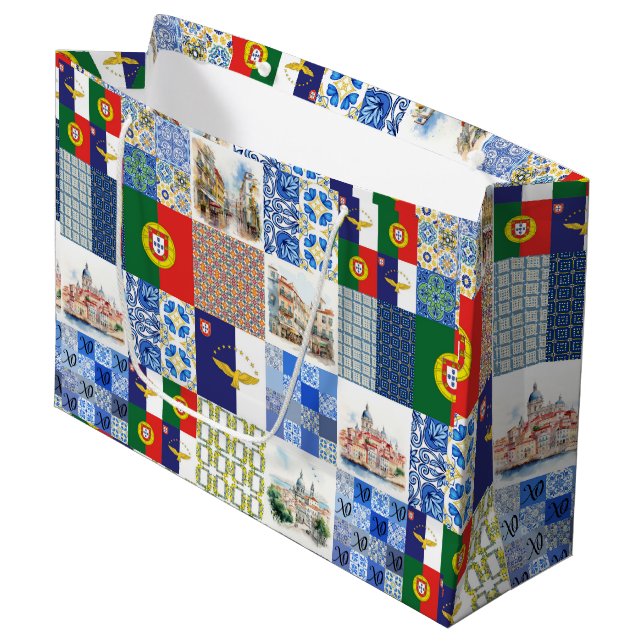 Gift Bag with Portugal Flag and Azores Flag (Front Angled)