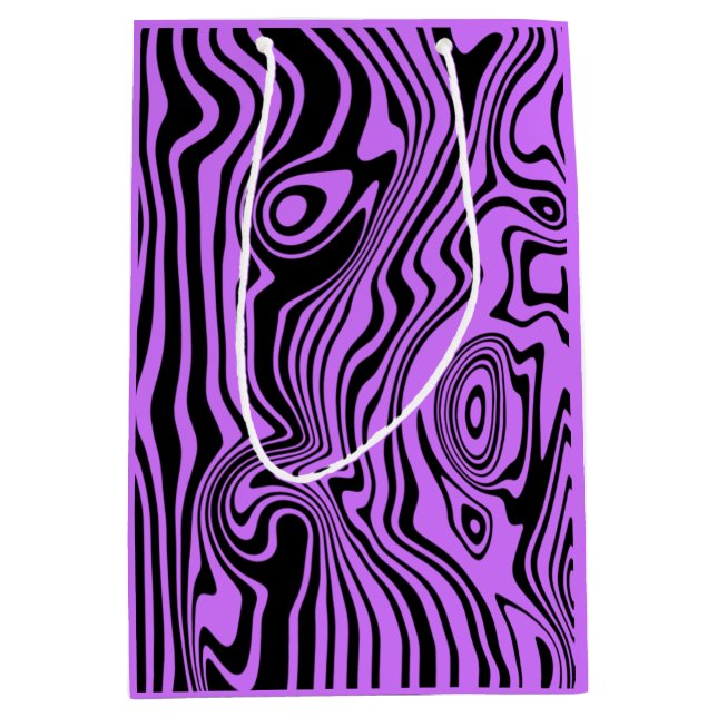 Gift Bag with Purple Black Wavy Stripes (Front)