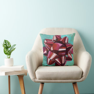Gift Bow Painting - Holiday Decor Cushion
