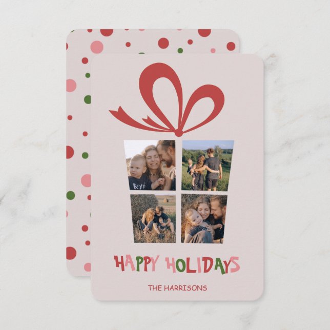Gift Box Custom Photo Collage Holiday card (Front/Back)