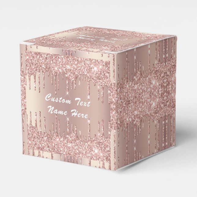 Gift Boxes Rose Gold Glitter Personalised Text (Front Side)