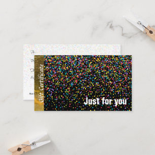Gift Card Certificate Just For You Confetti Gold