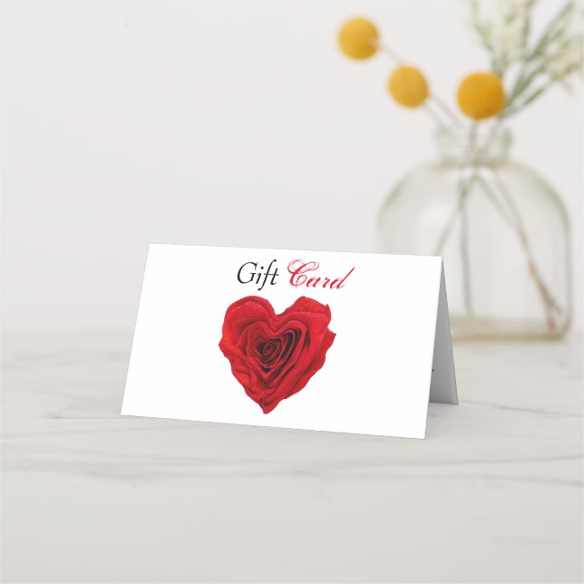 Gift Card Heart-Shaped Red Rose Valentine's (Front)