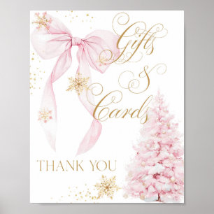 Gift Card Pink Bow Cold Outside Baby Shower Poster