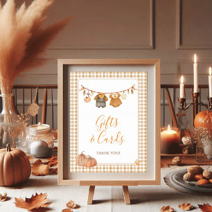Gift Card Pumpkin Autumn Fall Twins Baby Shower Poster