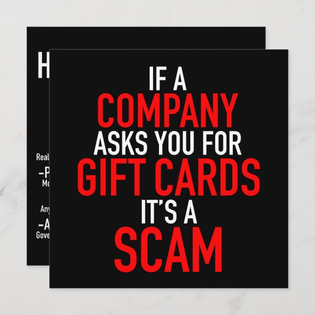 Gift Card Scam - Scam Prevention (Front/Back)