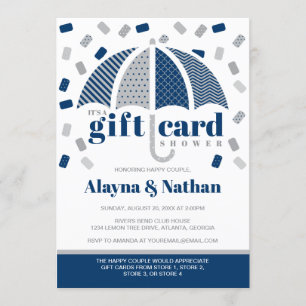 Gift Card Shower Invitation in Blue and Grey