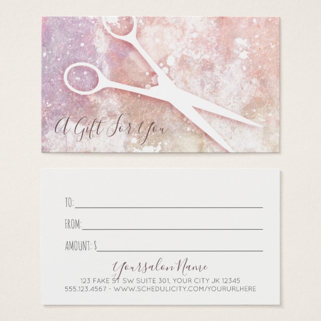 gift card xmas hair stylist granite pink (Front & Back)