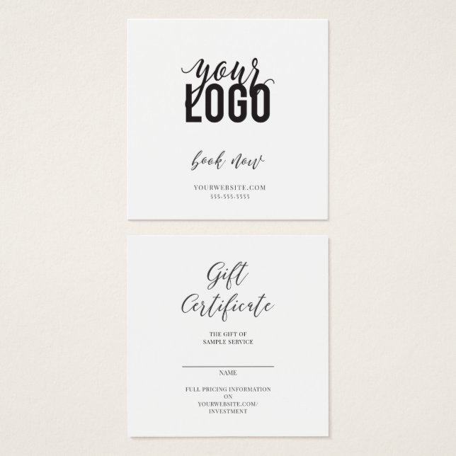 Gift Certificate and business card (Front & Back)