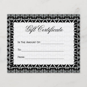 Gift Certificate Black White Tribal Pattern