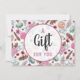Gift Certificate Boho Chic Rustic Feather Arrow