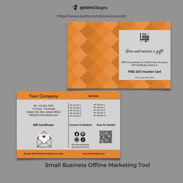 Gift Certificate & Bonus Small Business Promotion  Flyer (Gift Certificate & Bonus Small Business Promotion Flyer, Gray, Black, Orange)