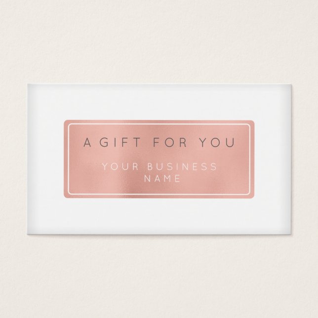 Gift Certificate Card Customised Pink Rose Gold (Front)