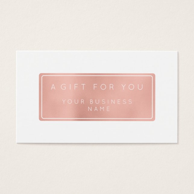 Gift Certificate Card Customised Pink Rose Gold (Front)