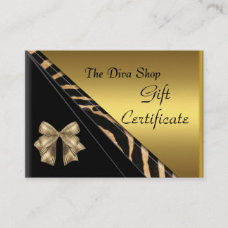 Gift Certificate Card Elegant Gold Black