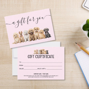 Gift Certificate Dog Grooming Pet Sitting Vet
