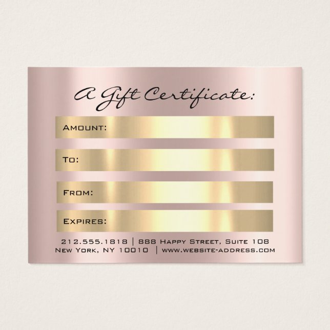 Gift Certificate Drips Sparkly Gold  Makeup Mighty (Back)