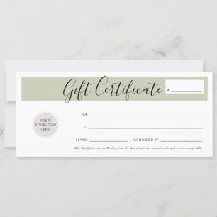 GIFT CERTIFICATE elegant business voucher sage  Invitation