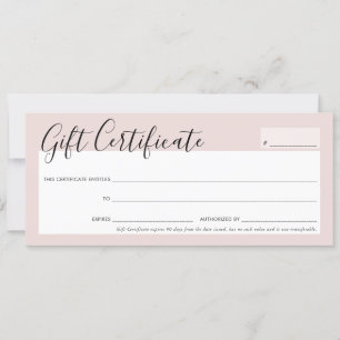 GIFT CERTIFICATE elegant chic blush pink rose gold Invitation