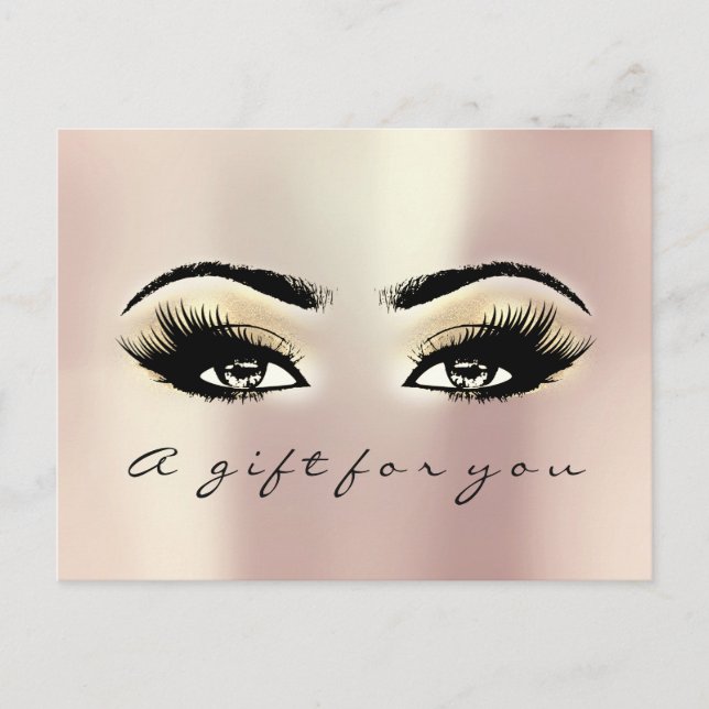 Gift Certificate Eyes Rose Gold Makeup Artist Postcard (Front)