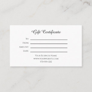 Gift certificate for any business or purpose