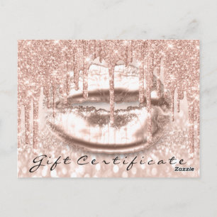 Gift Certificate Glitter Sparkly Kiss Lip Makeup Postcard