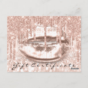 Gift Certificate Glitter Sparkly Kiss Lips Makeup Postcard