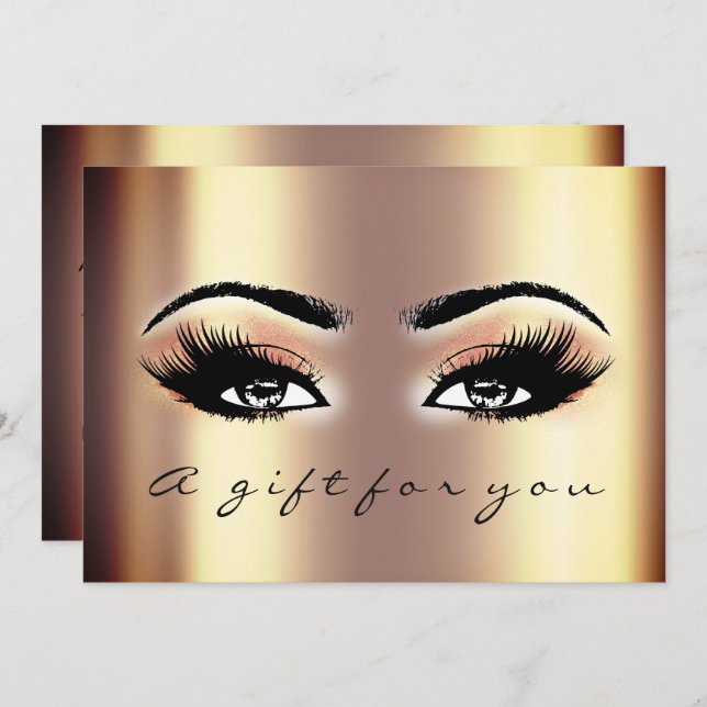 Gift Certificate Gold Blush Lash Beauty Makeup Invitation (Front/Back)