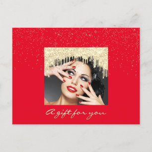 Gift Certificate Gold Drip Holidays Confetti Red Postcard