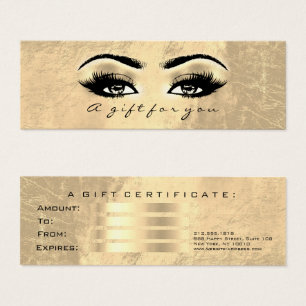 Gift Certificate Gold Leather Lashes Makeup Artist