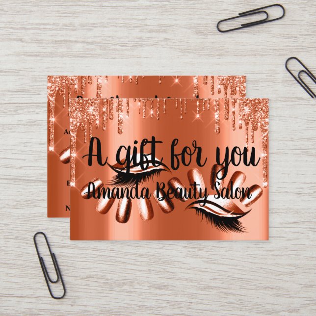 Gift Certificate Hair Spa Nails Luxury Orange Drip (Front/Back In Situ)