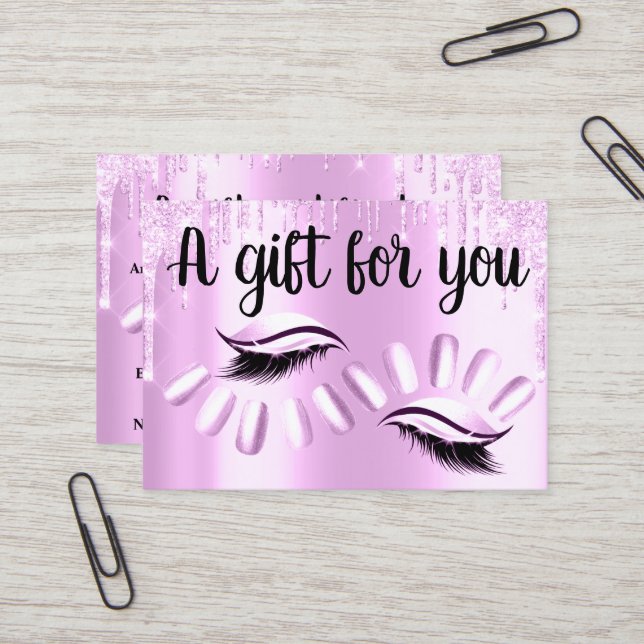 Gift Certificate Hair Stylist Nails Pink Drips (Front/Back In Situ)