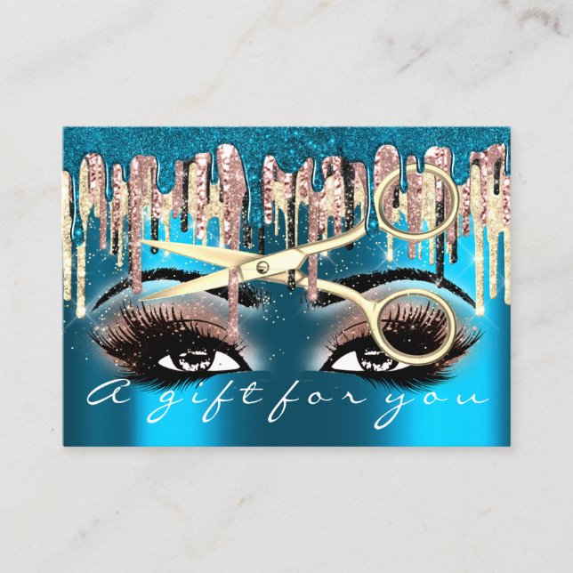 Gift Certificate Hairdresser Makeup Lashes Teal (Front)