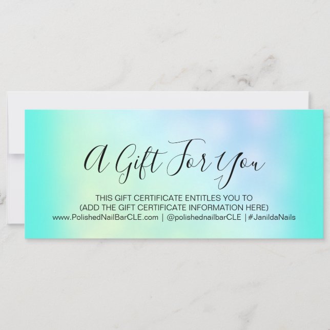 Gift Certificate Holograph Hairdresser Makeup Lash (Front)