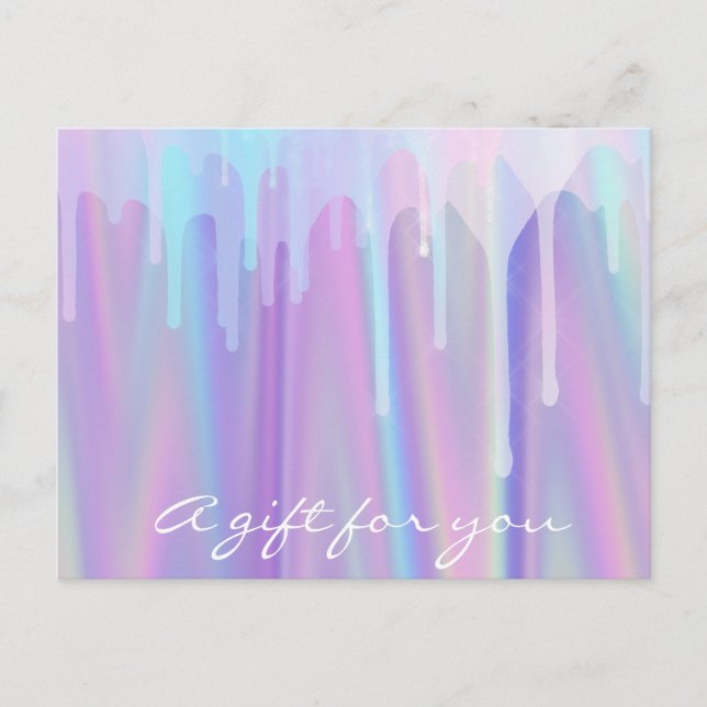 Gift Certificate Holograph Liquid Drips Purple Postcard (Front)