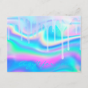 Gift Certificate Holograph Unicorn Rainbow Liquid Postcard