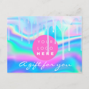 Gift Certificate Holograph Unicorn Rainbow Logo Postcard
